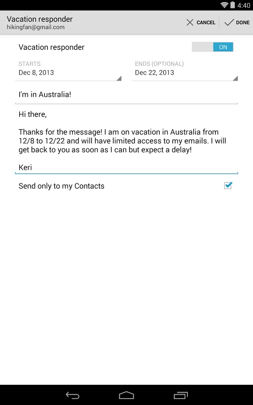 Aplikacja Gmail Android
