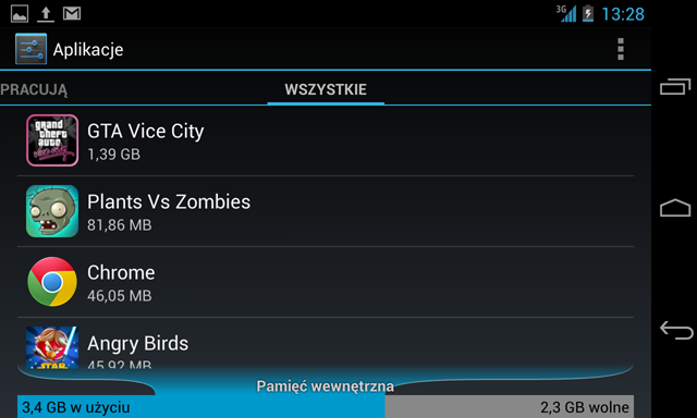 Zainstalowane aplikacje