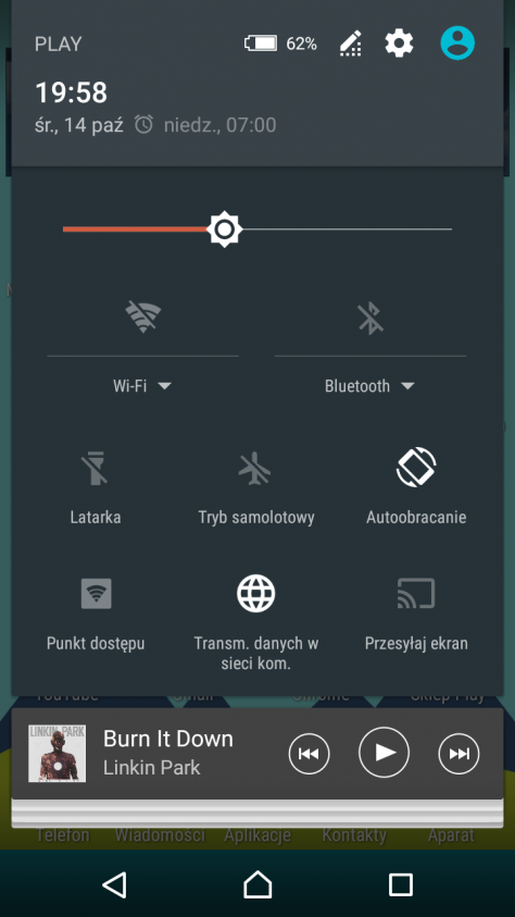 Pasek powiadomień w Xperia Z5 Compact