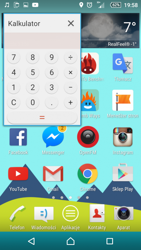 Podręczne okna Xperia Z5 Compact