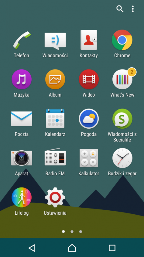 Lista aplikacja Xperia Z5 Compact