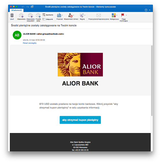 Alior Bank nie jest nadawcą tych wiadomości