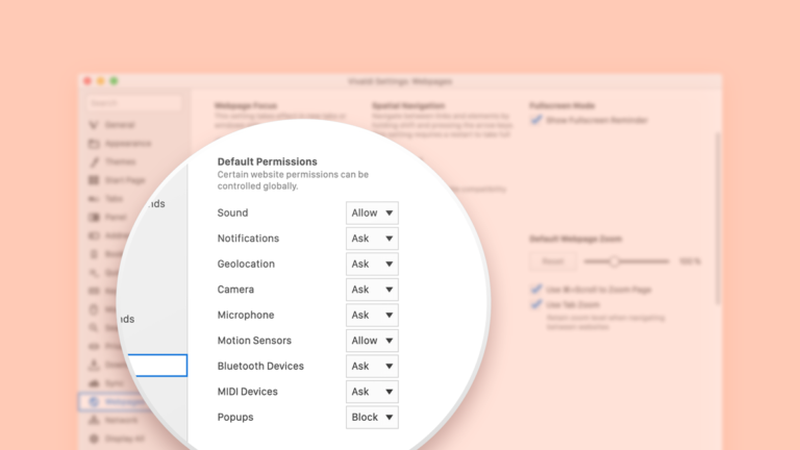 Vivaldi 2.9 ustawienia domyslne