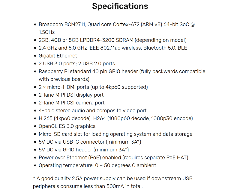 specyfikacja Raspberry Pi 4