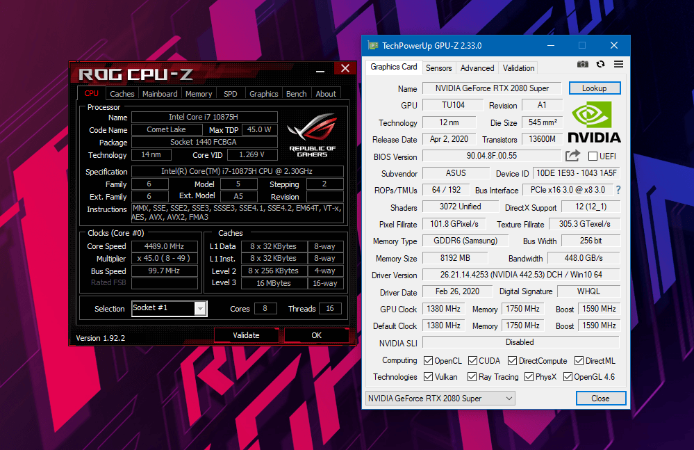 benchmarki asus rog strix paramtery Średni