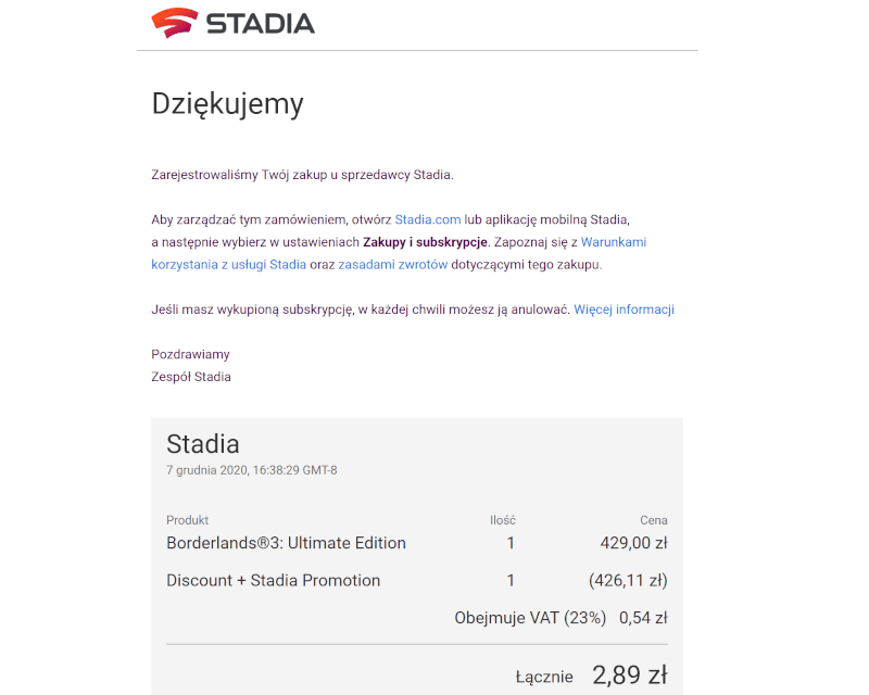 Google Stadia Borderlands promocja