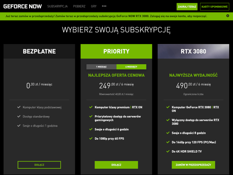 GeForce Now z limitem płynności rozgrywki poniżej 60 FPS