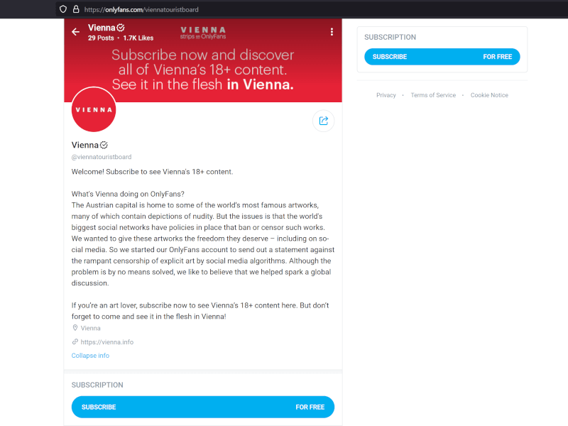 Profil wiedeńskich muzeów na OnlyFans