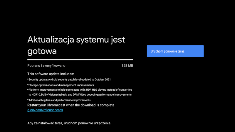 Chromecast with Google TV w końcu z aktualizacją. Poprawki przed Android TV 12?