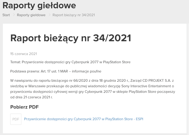 Cyberpunk 2077 i CD Projekt na giełdzie