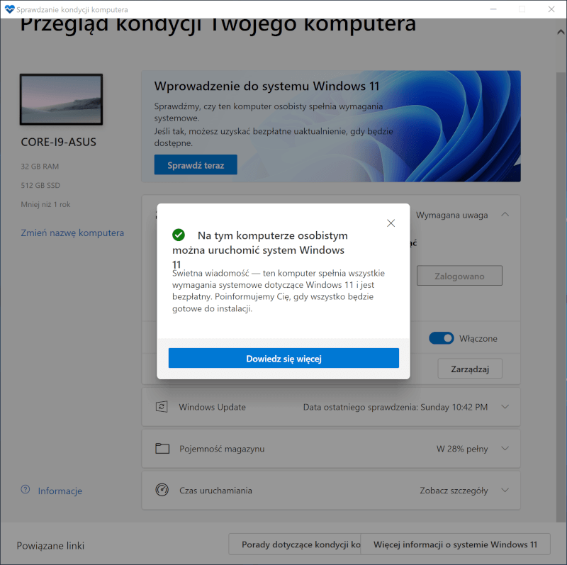 PC Health Check 2.3 zepsuty