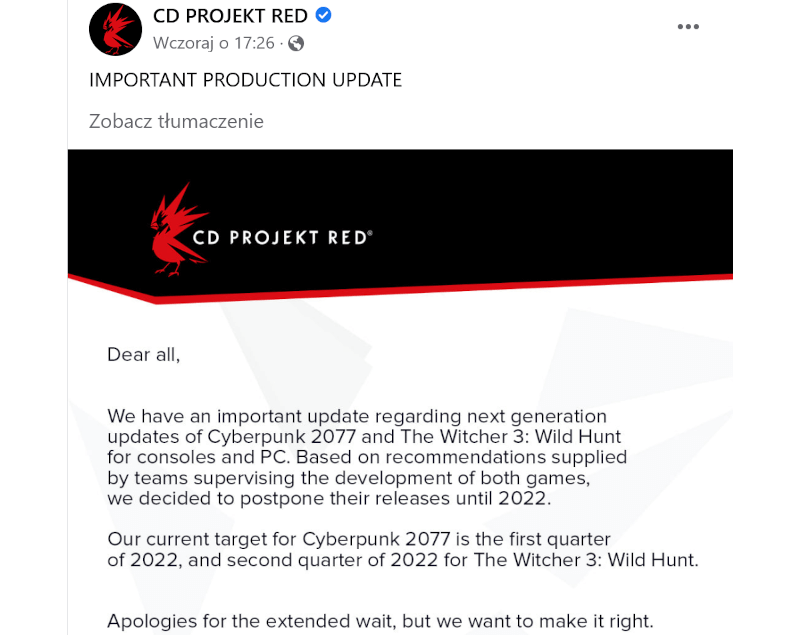 Nex-genowy Wiedźmin 3 i Cyberpunk 2077 na PS5 i Xbox Series X | S opóźnione