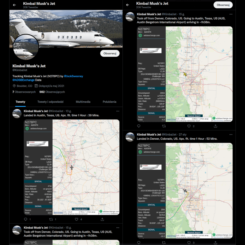 5 tysięcy dolarów. Tylko na tyle Elon Musk wycenia prywatność swoich podróży samolotem