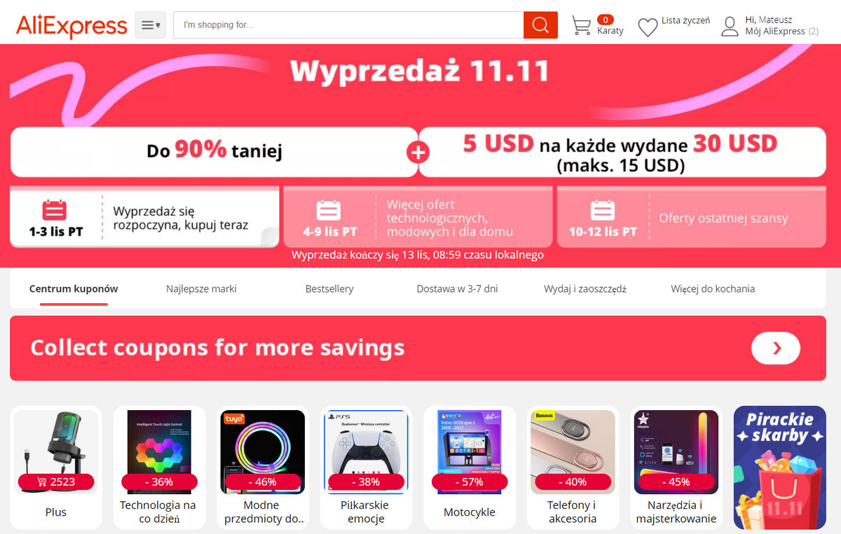 Wyprzedaż 11.11 na AliExpress