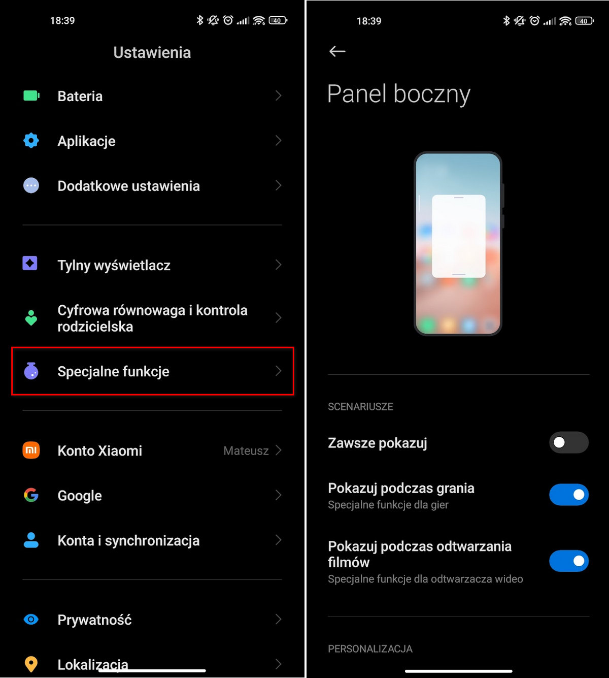 Muzyka w tle z YouTube MIUI 12