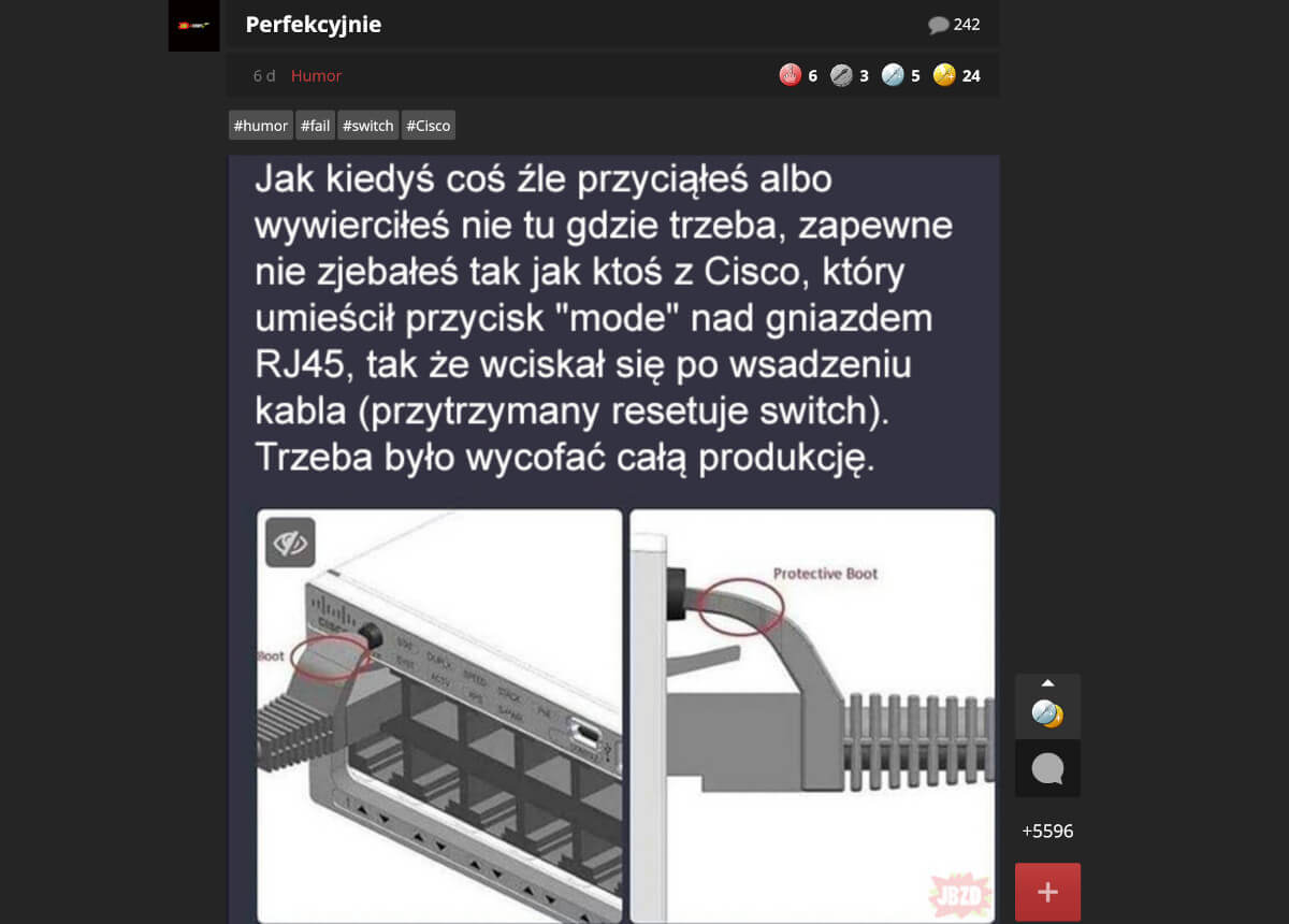 Drugie życie kuriozalnego błędu w sieciowym switchu Cisco dzięki memom
