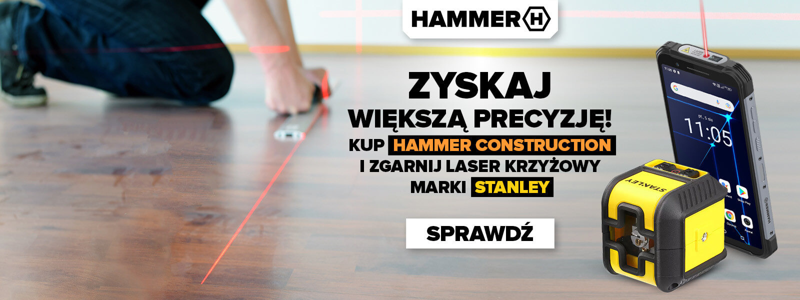 Hammer Construction z laserowym dalmierzem. Smartfon dla prawdziwego majsterkowicza