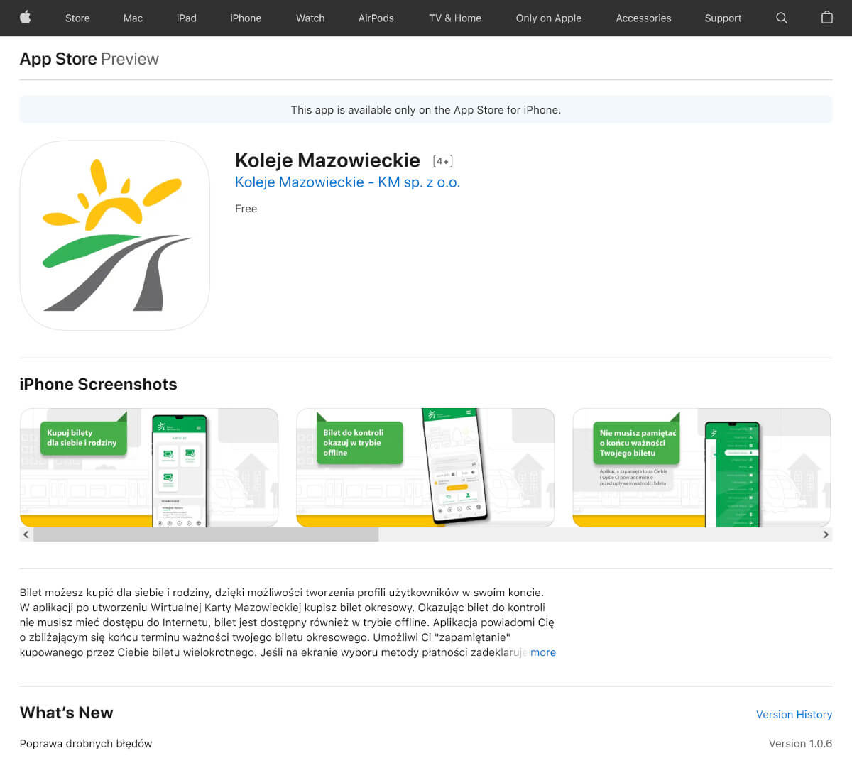 Aplikacja biletów Kolei Mazowieckich jest w zasadzie poprawna, ale ma irytujący minus