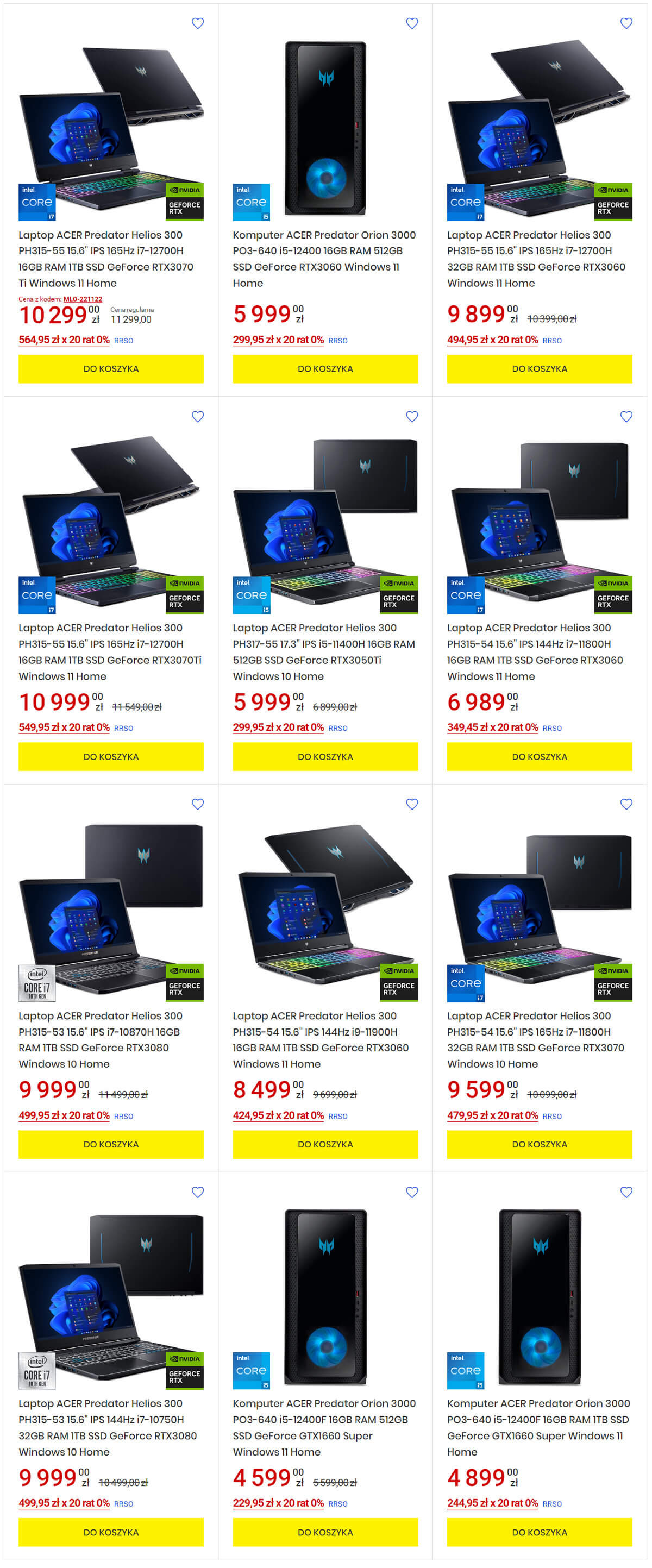 oferta gamingowej marki Acera w sieci Media Expert