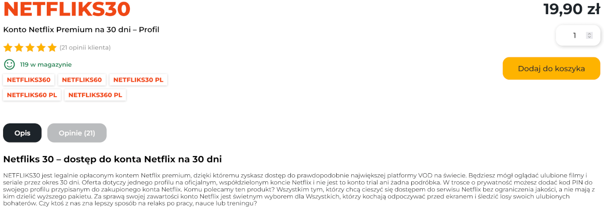 Absurd. Sklep ze współdzielonymi kontami VOD ostrzega przed oszustami, prosi o donosy na policję