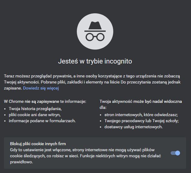 tryb incognito chrome 2022
