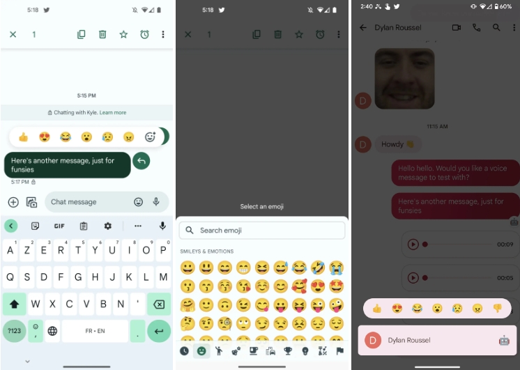 wiadomosci google emoji reagowanie 1