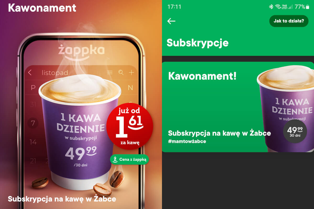 Takiej subskrypcji się nie spodziewaliście. Żabka z abonamentem na kawę i muffina