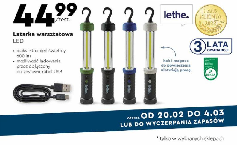 Latarka warsztatowa LED z Biedronki