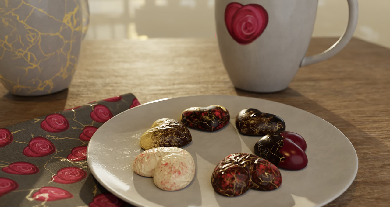 In the NVIDIA Studio-Tanja Langgner Chocolate Hearts Render