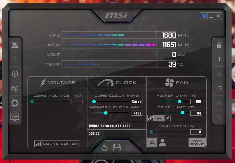 downclocking msi afterburner