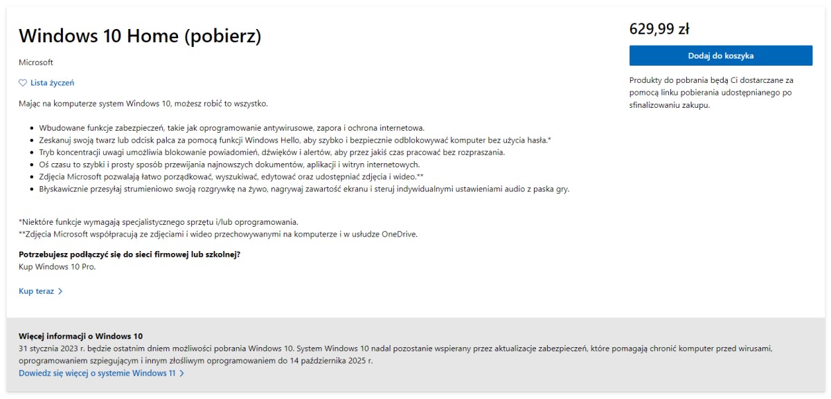 koniec sprzedazy windows 10