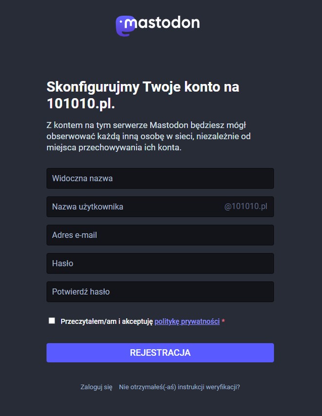 mastodon rejestracja