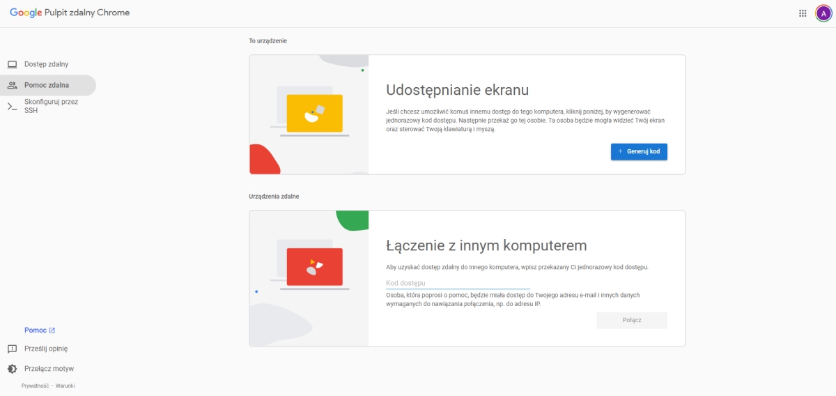 pulpit zdalny chrome