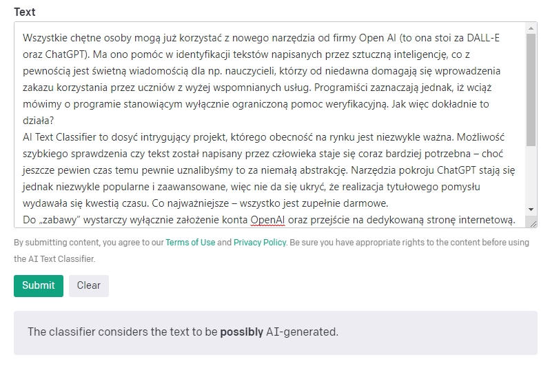 weryfikowanie tekstu ai