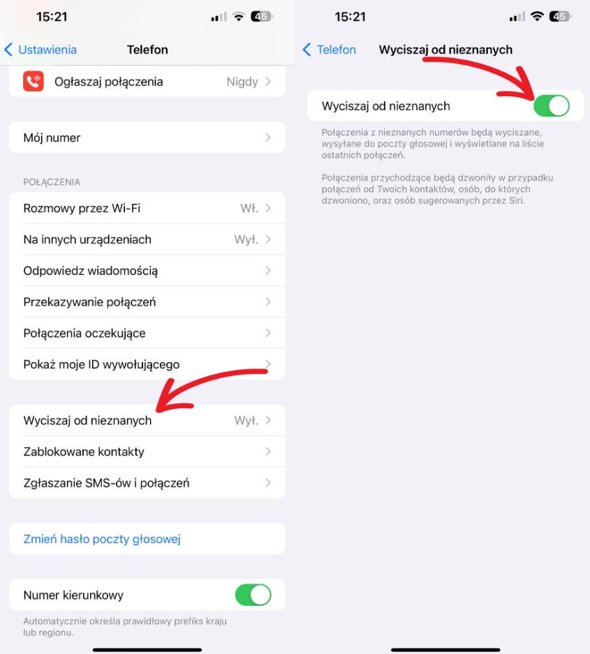 wyciszanie ios