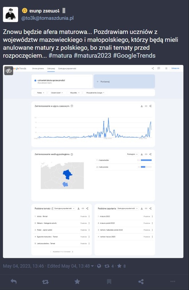 matury 2023 tematy google trends
