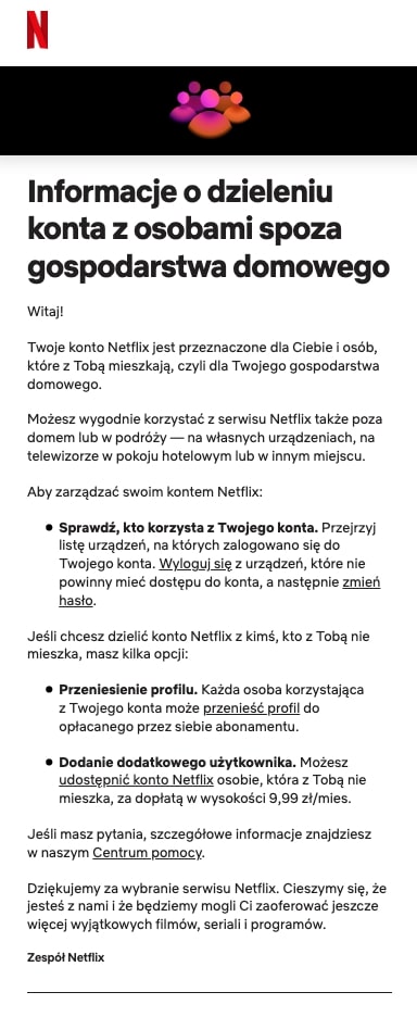 netflix wspoldzielenie kont polska blokada 1