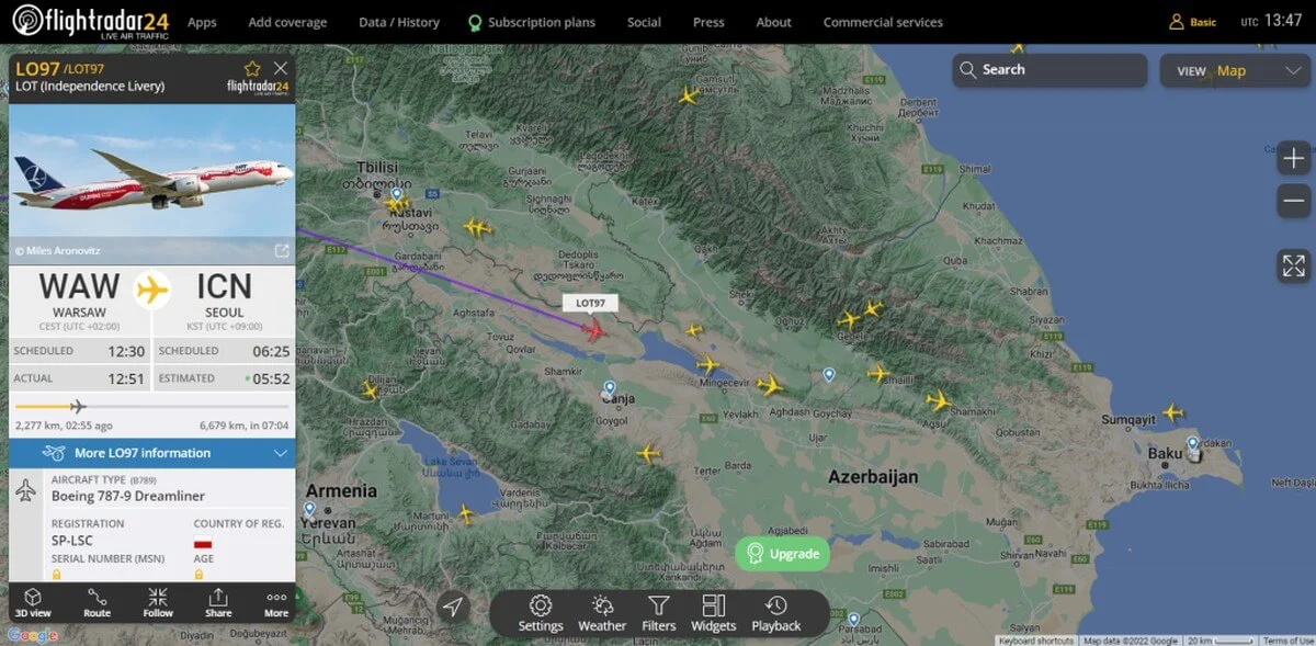 Flightradar24 LOT WAW ICN