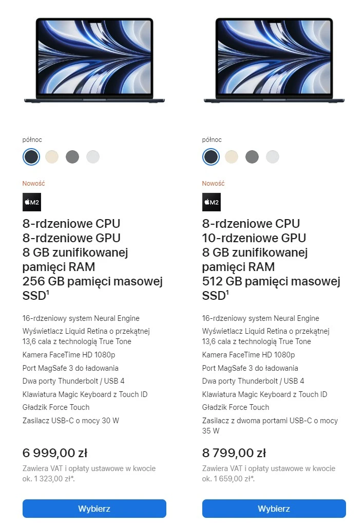 apple macbook air m2 cena