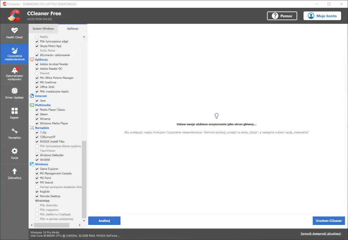 CCleaner 6.02 potrafi czyścić nawet dane z popularnych aplikacji Microsoft Store