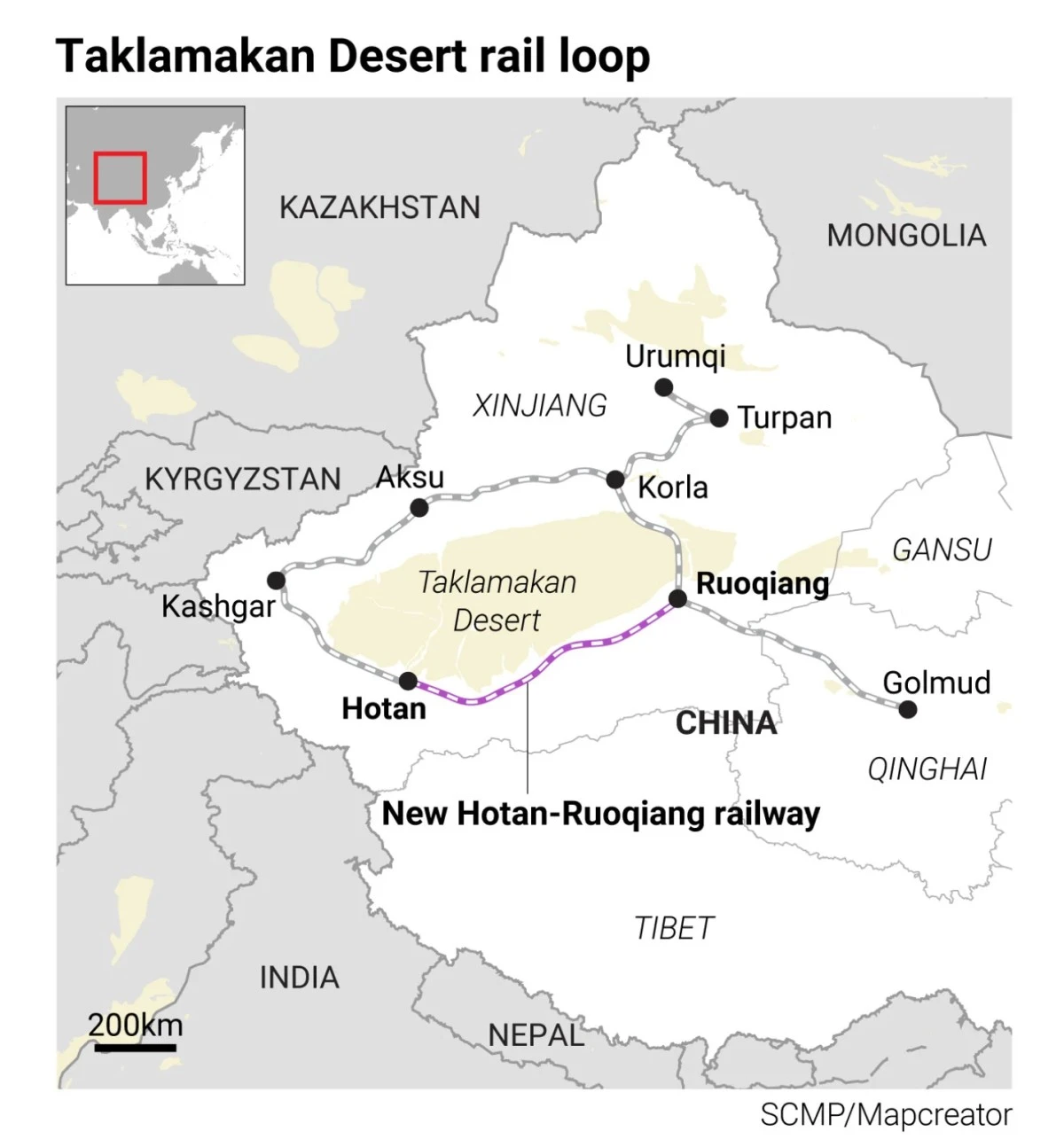 chiny kolej na pustyni takla makan mapa