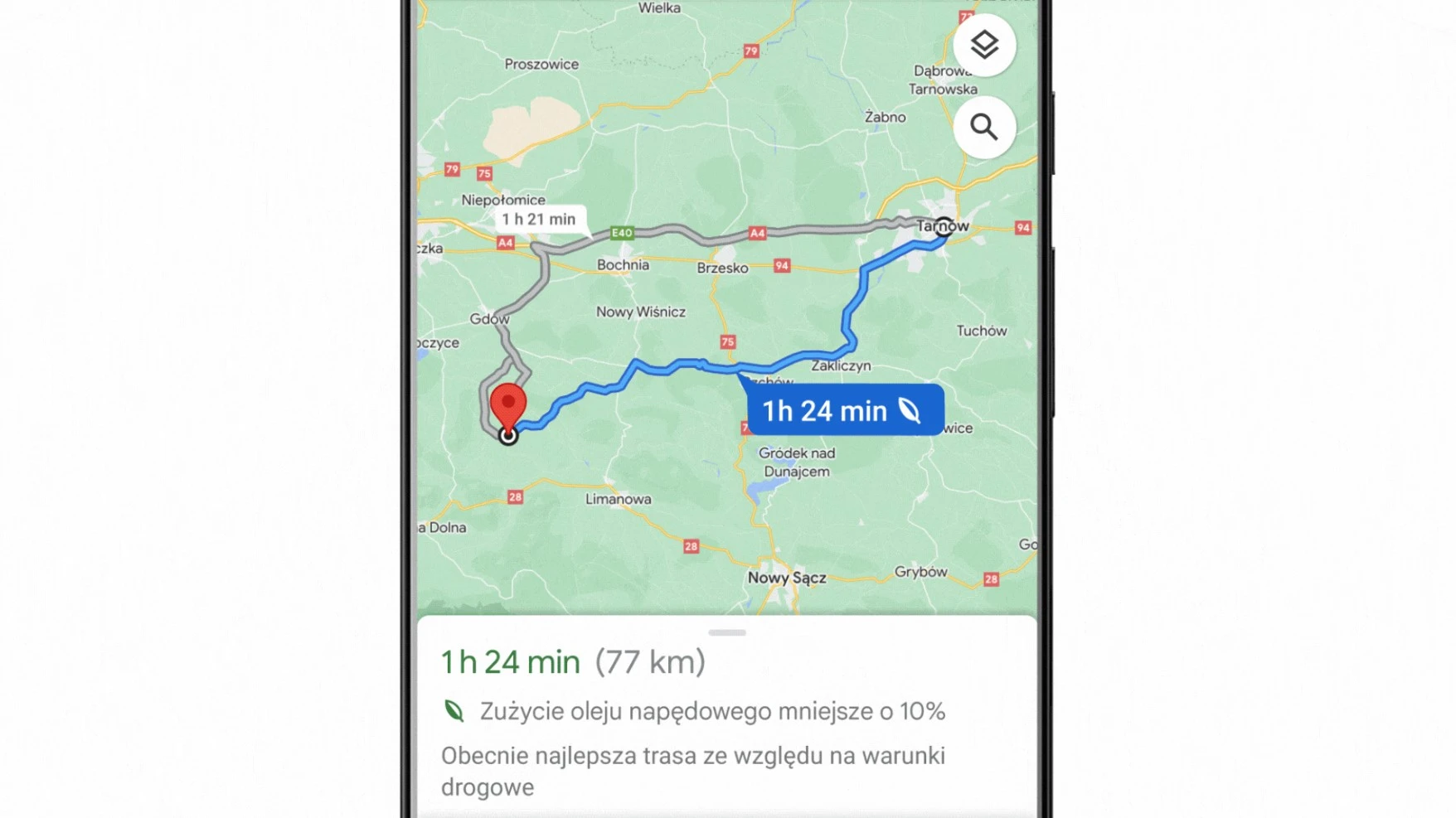 mapy google oszczedzanie paliwa 1