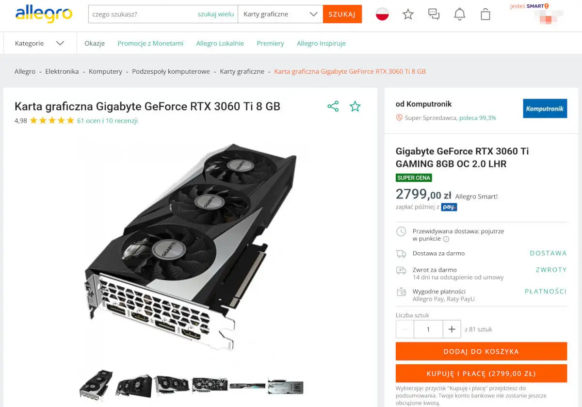 Morele przegrało z nim w sądzie. Wciąż nie wysyłali RTX 3060 Ti i miarka się przebrała
