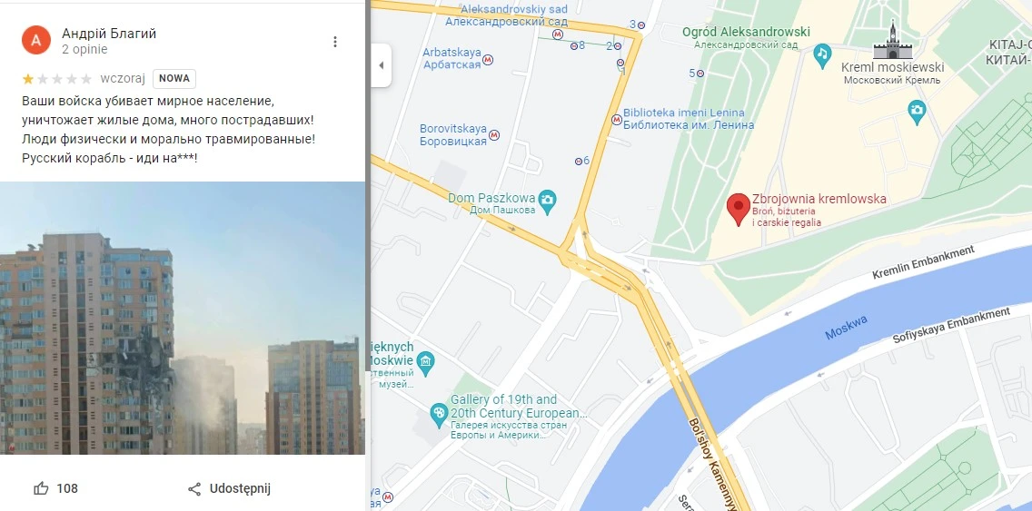 opinie na mapach google rosja 2