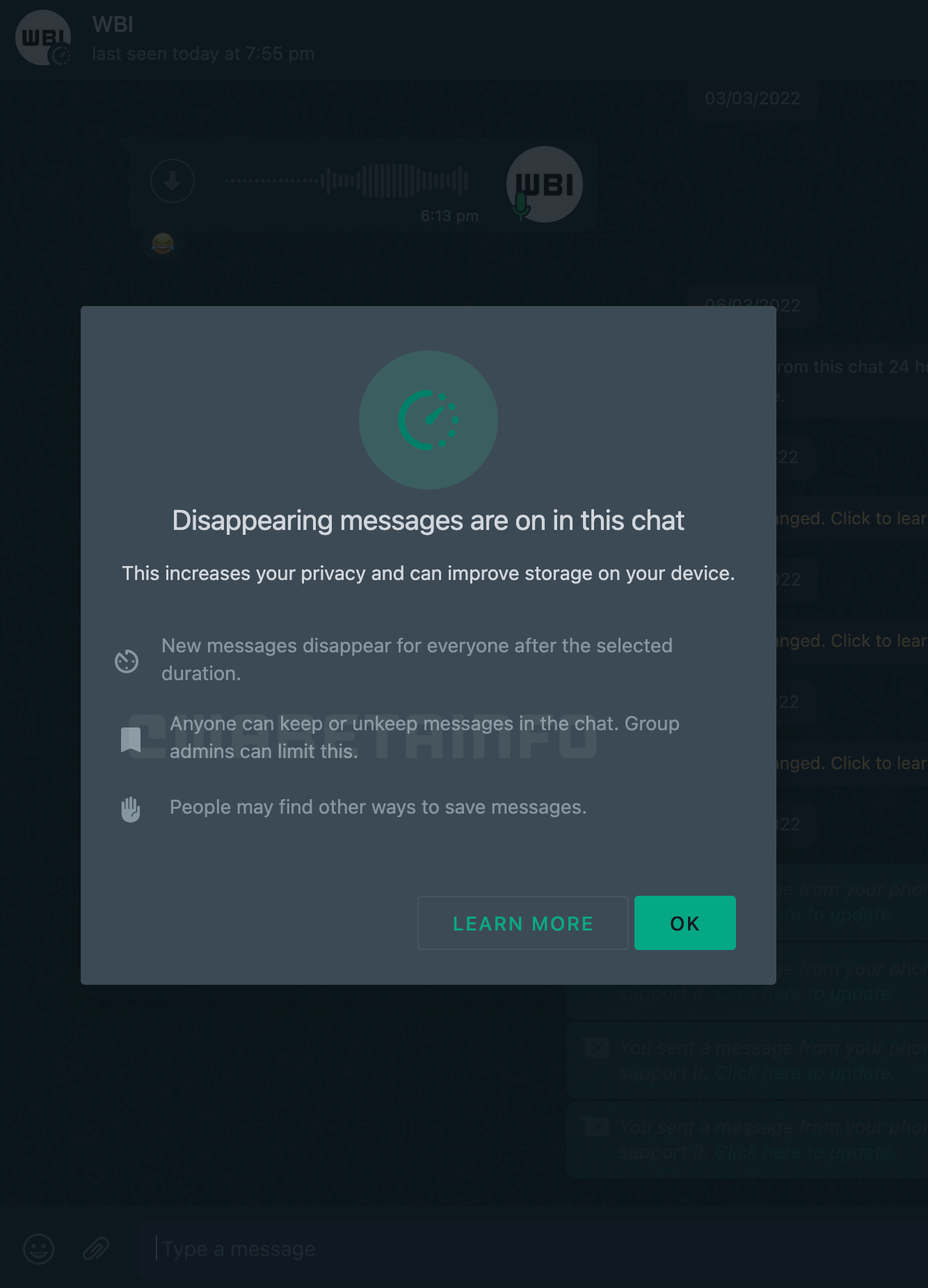 whatsapp zapisywanie znikajacych wiadomosci 1