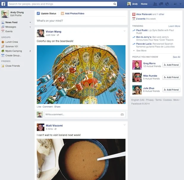 nowy wygląd facebooka
