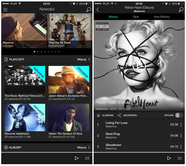 Aplikacja TIDAL na iOS