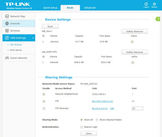 Ustawienia portów USB