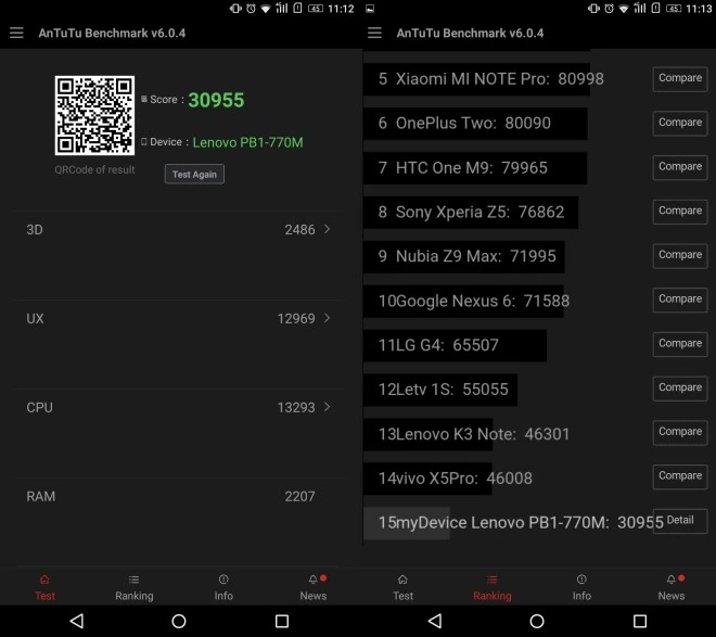 Test AnTuTu Lenovo Phab Plus