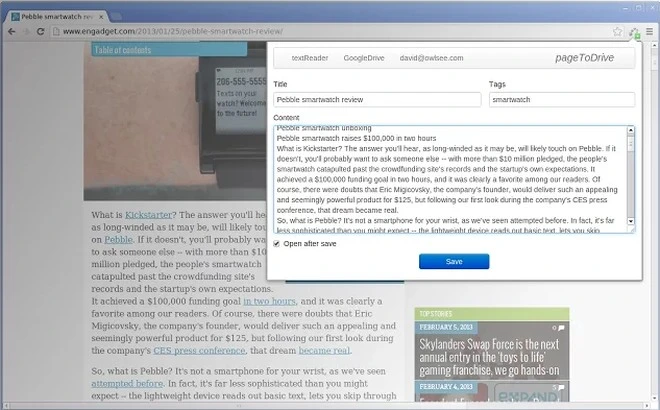 Save Text to Google Drive